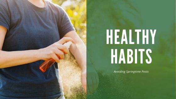 Healthy Habits Woman Spraying Bug Repellent.