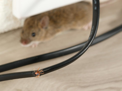 mouse with a chewed-through electrical cord