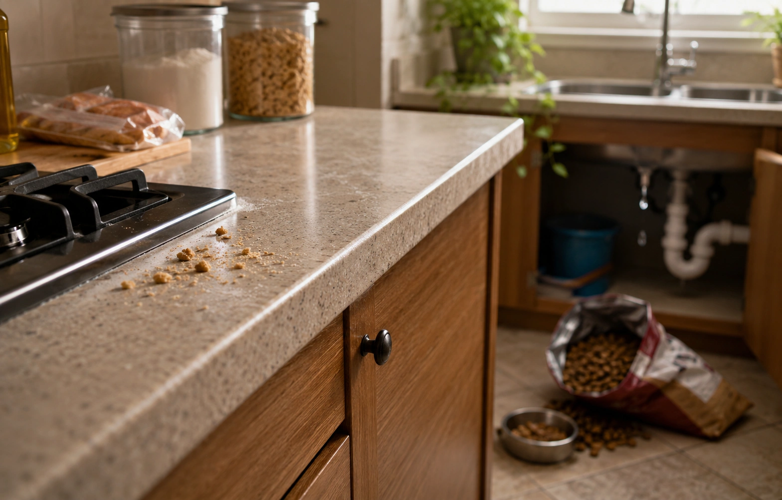 Common food sources that attract cockroaches in a Florida kitchen