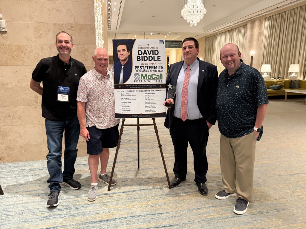 A McCall Gainesville team member recognized as the Florida Pest Control Association's Pest Termite Professional of the Year in 2026
